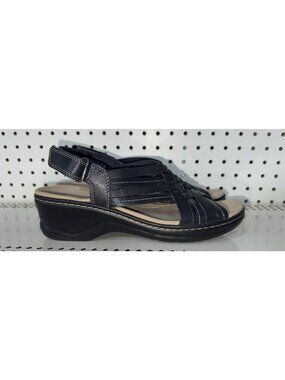 Clarks Lexi Carmen Womens Slingback Wedge Strappy Sandals Slides Size 9.5 Blue